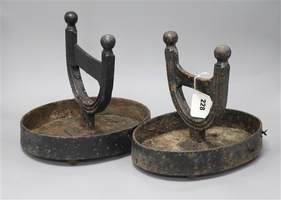 Two Victorian cast iron boot scrapers